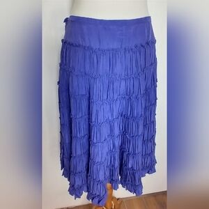 PURPLE SILK RUFFLE BROOMSTICK SKIRT